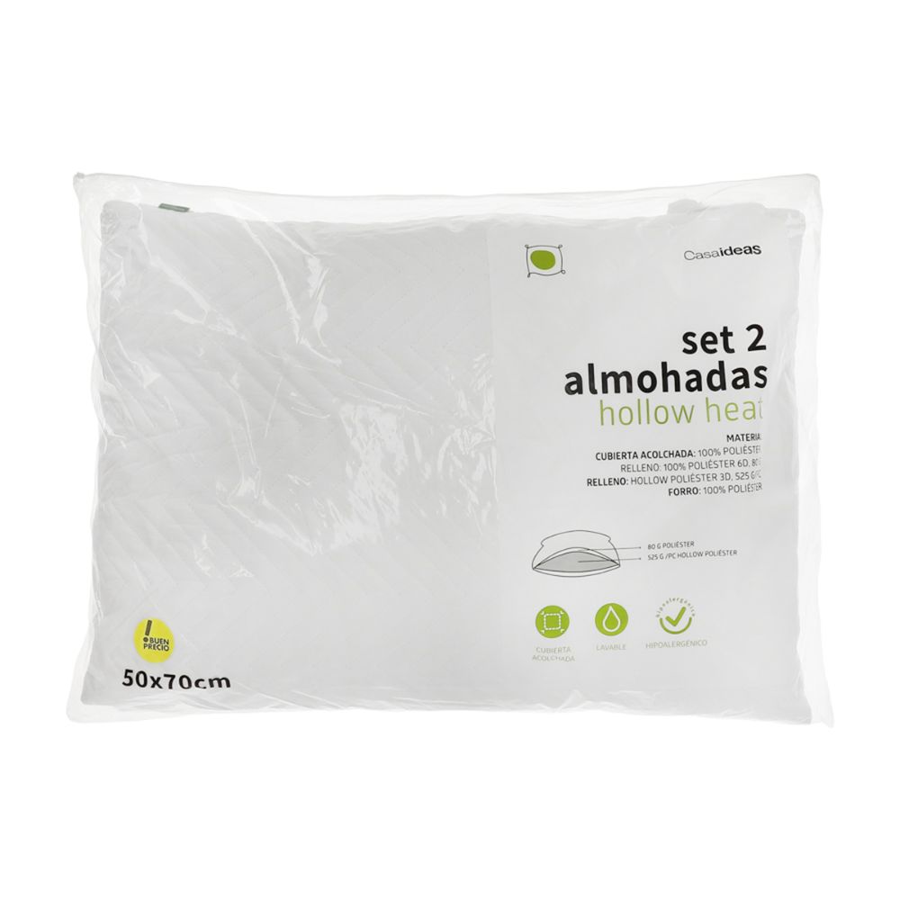 Set 2 Almohadas Hollow con Cubierta Acolchada 70x50 cm