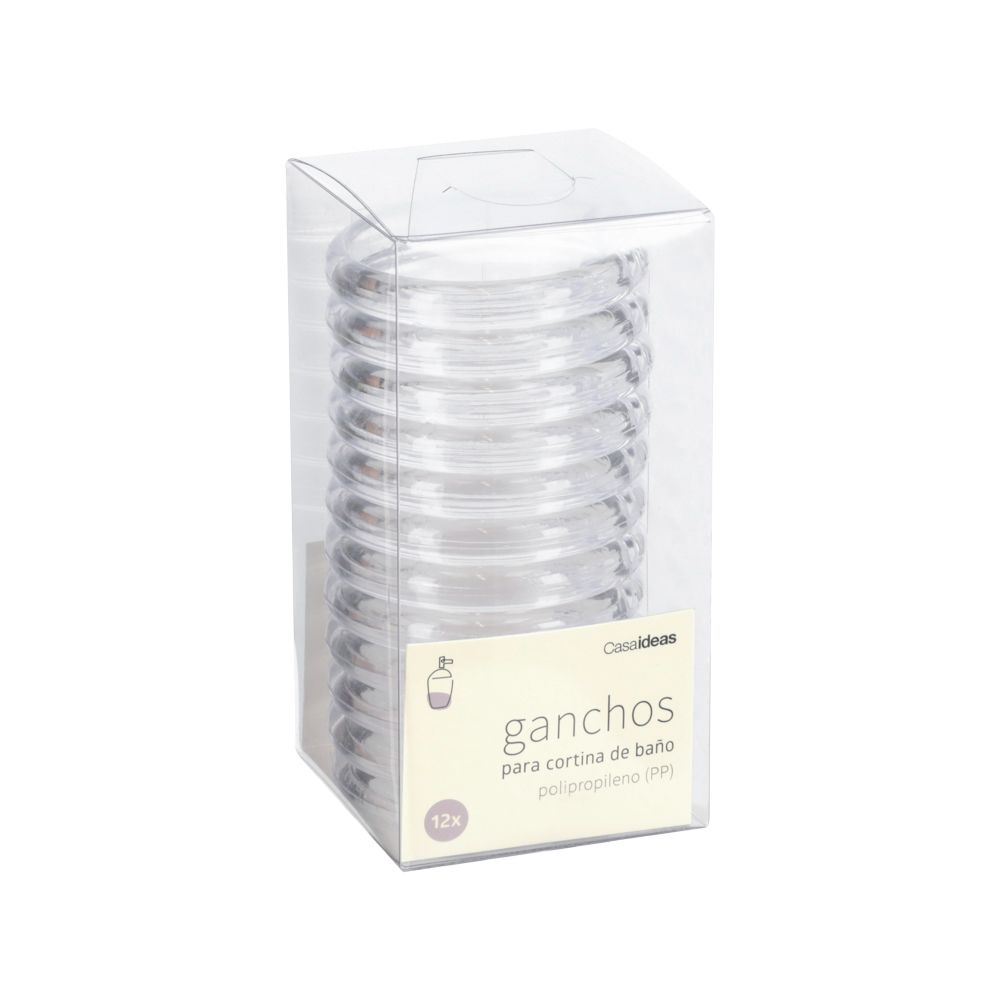 Set 12 ganchos de plástico para cortina de baño