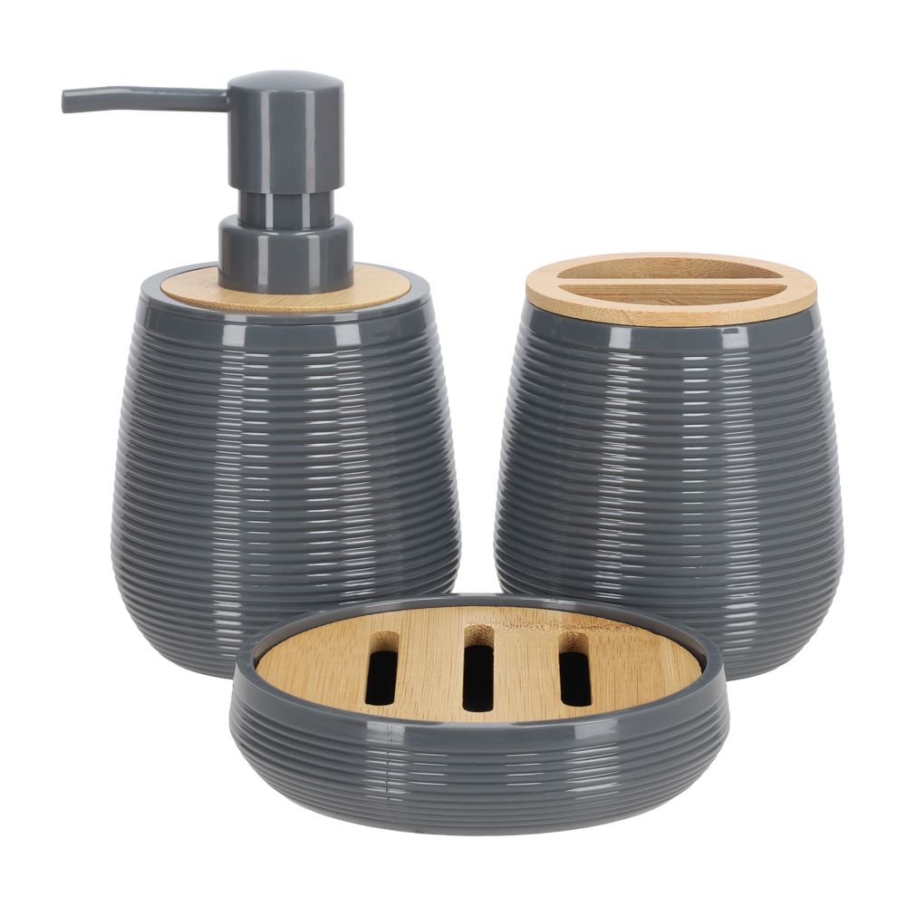 Vaso de plástico y bambú para el baño