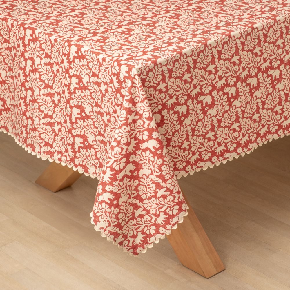 Mantel de algodón con diseño y bordes 150x150 cm