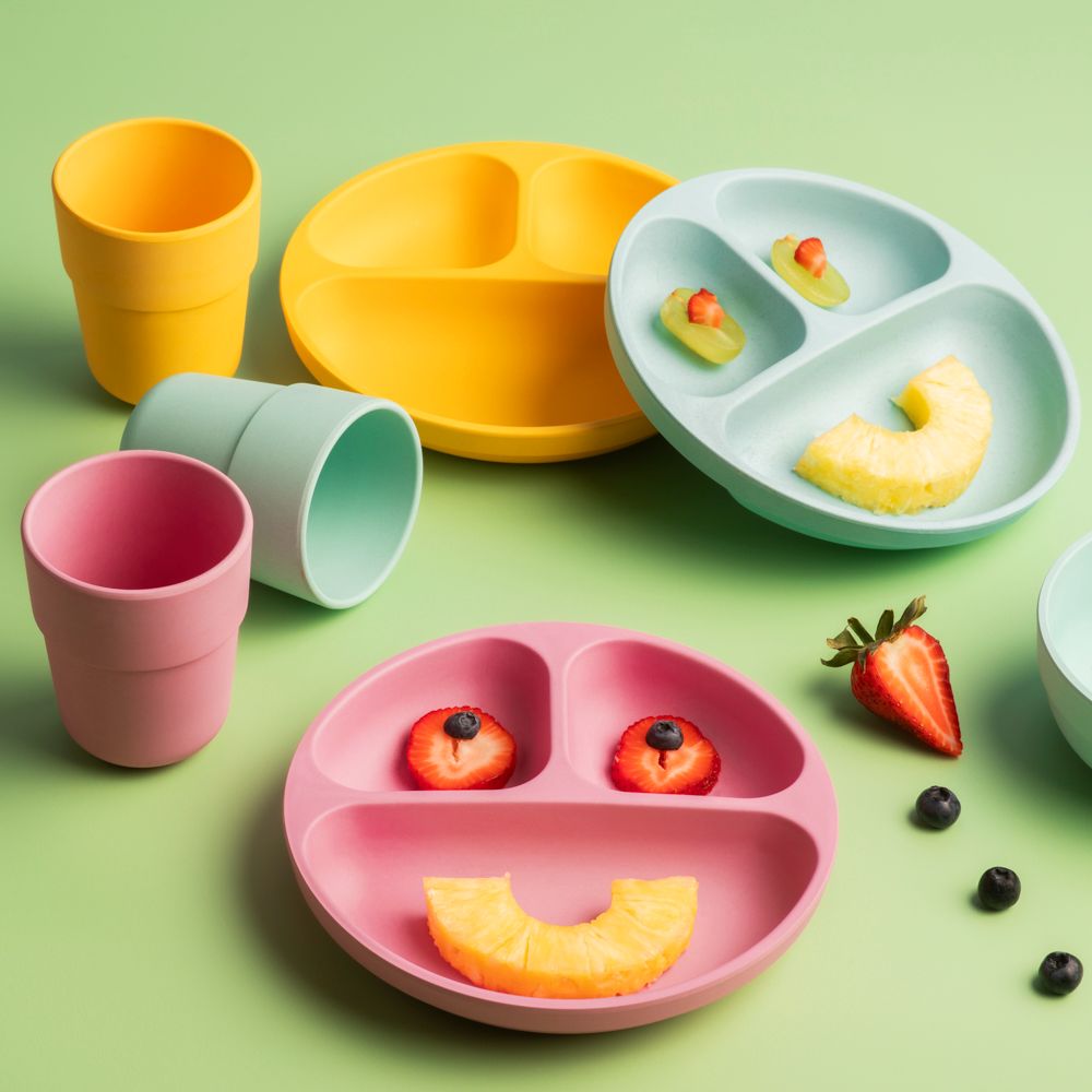 Plato de fibra de bambú con divisiones diámetro 18.5x3.2 cm