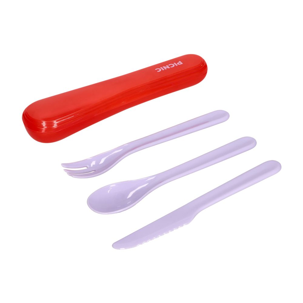 Set de cubiertos plásticos con contenedor