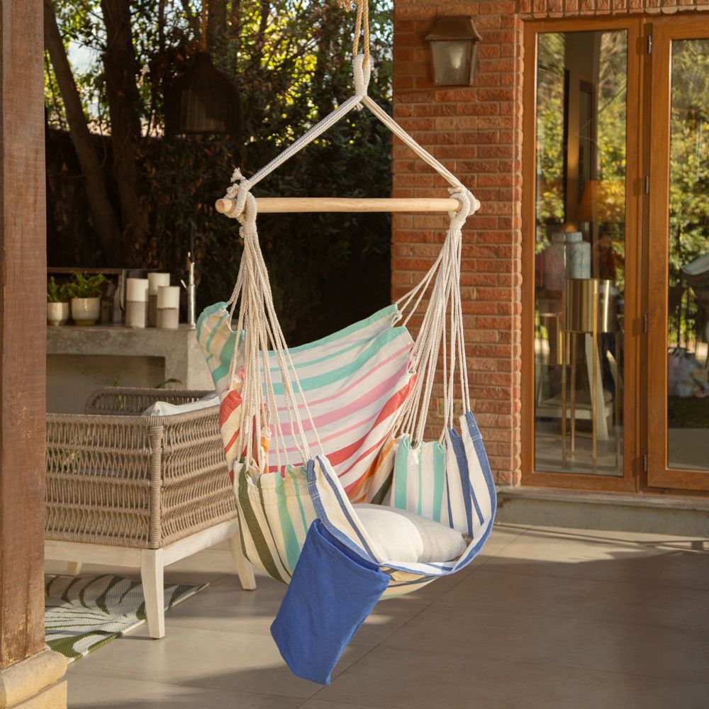 Hamaca tipo silla con bolsillo 130x100 cm