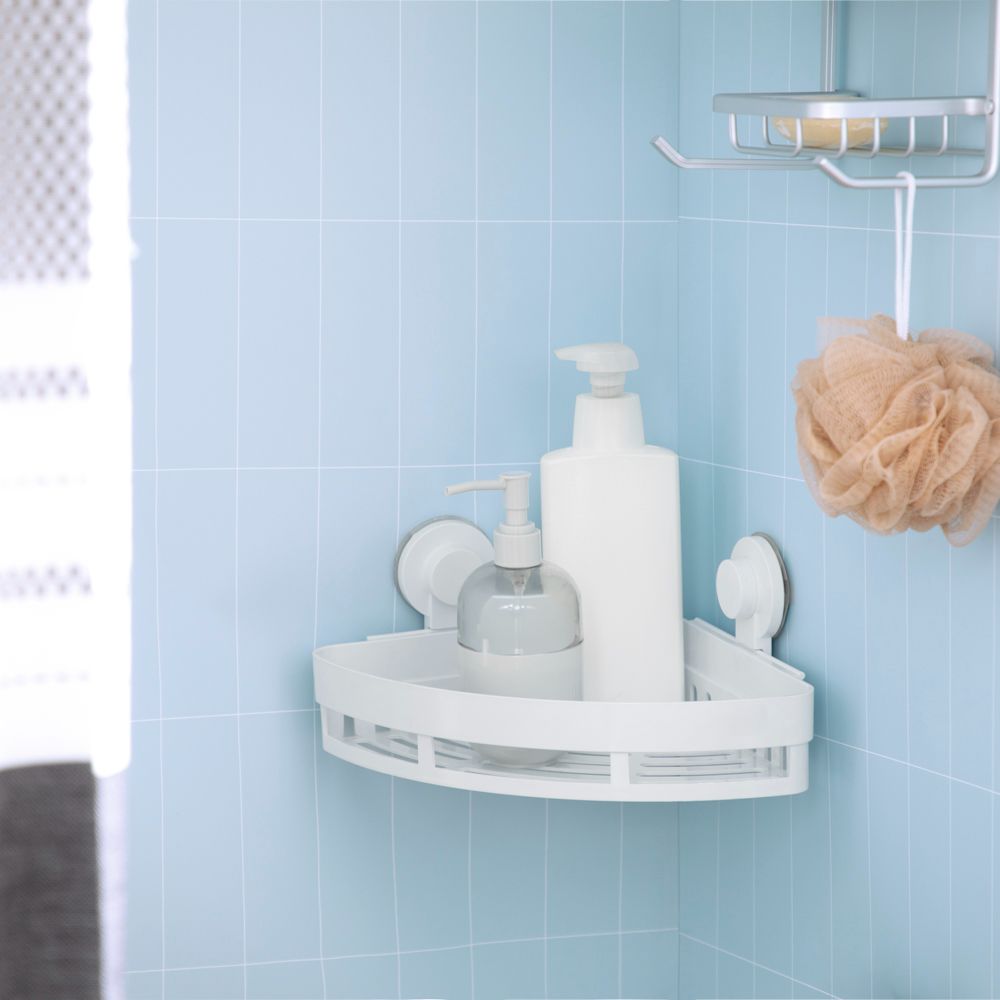 Organizador esquinero para baño con succión 25.2x25.2x12.7 cm