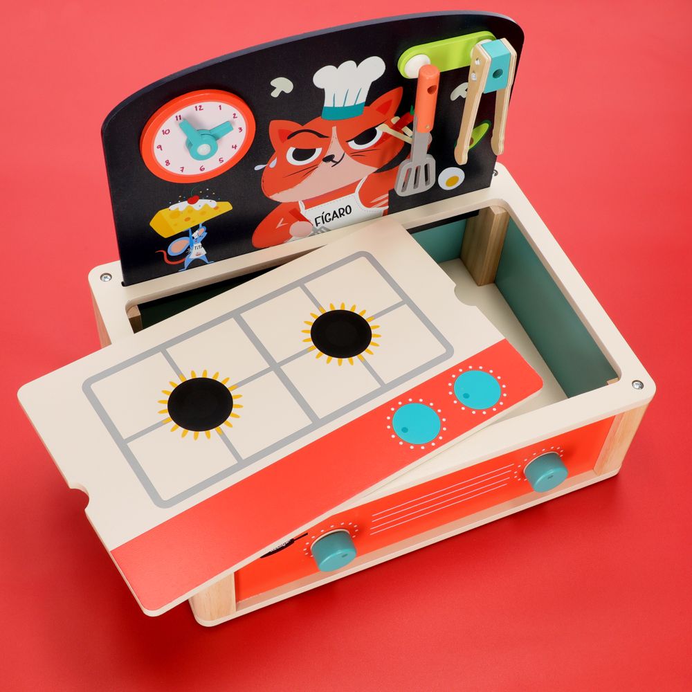 Juguete cocina y parrilla de madera