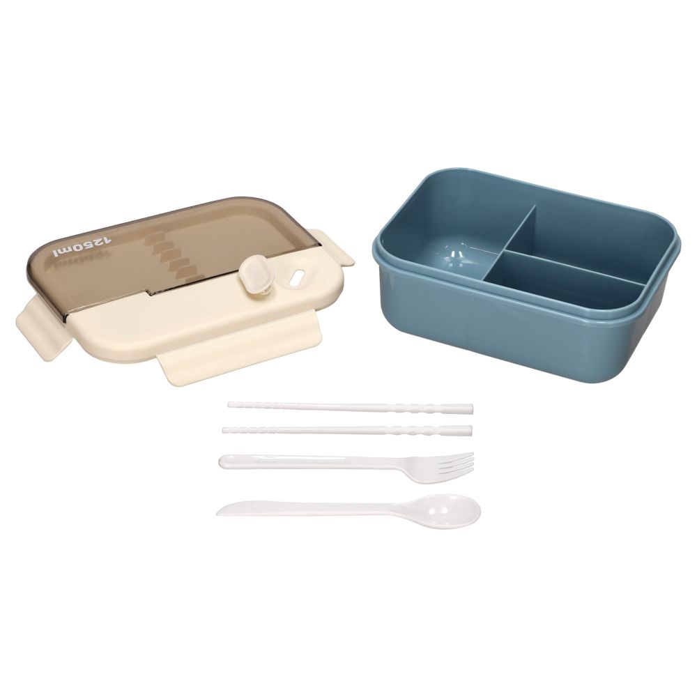 Contenedor de alimentos con divisor y cubiertos 1250 ml