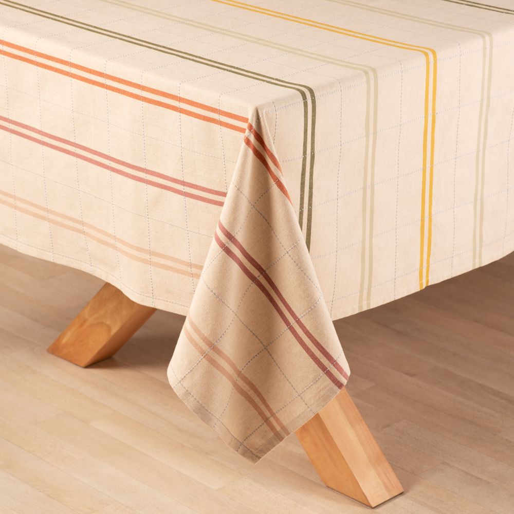 Mantel de algodón tejido con líneas 150x150 cm