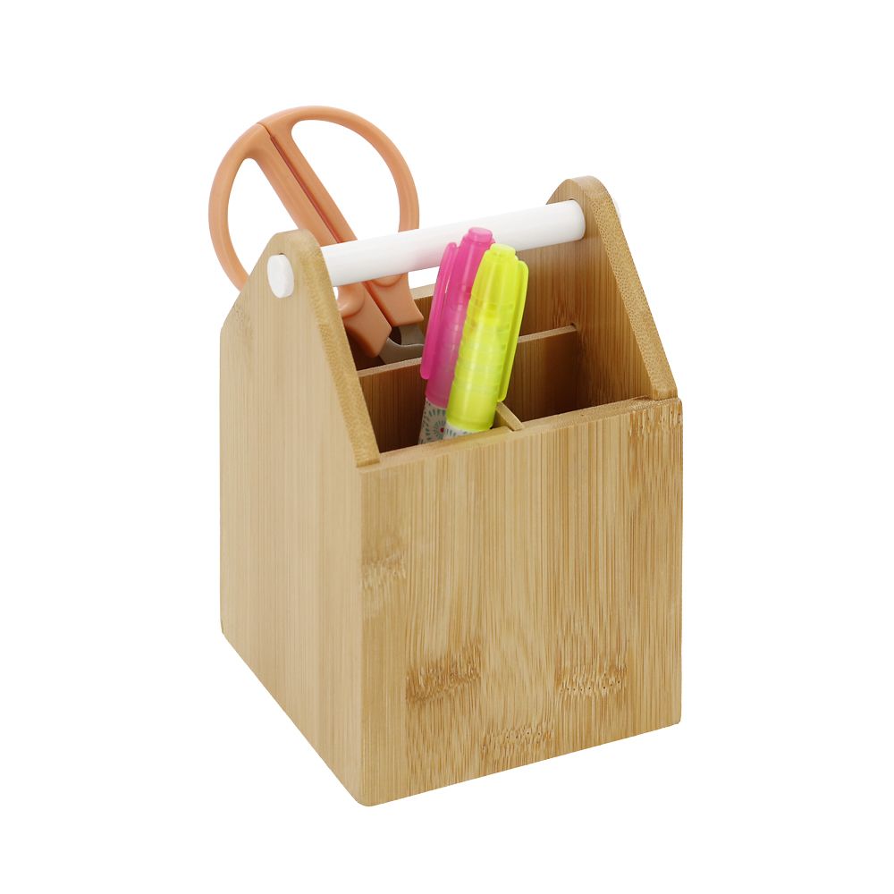 Porta lápices Madera Bambú 10x10x15 cm