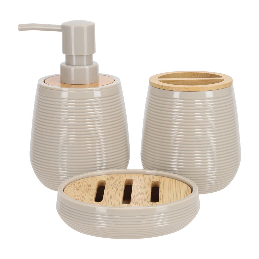 Dispensador de jabón de plástico y bambú 250 ml