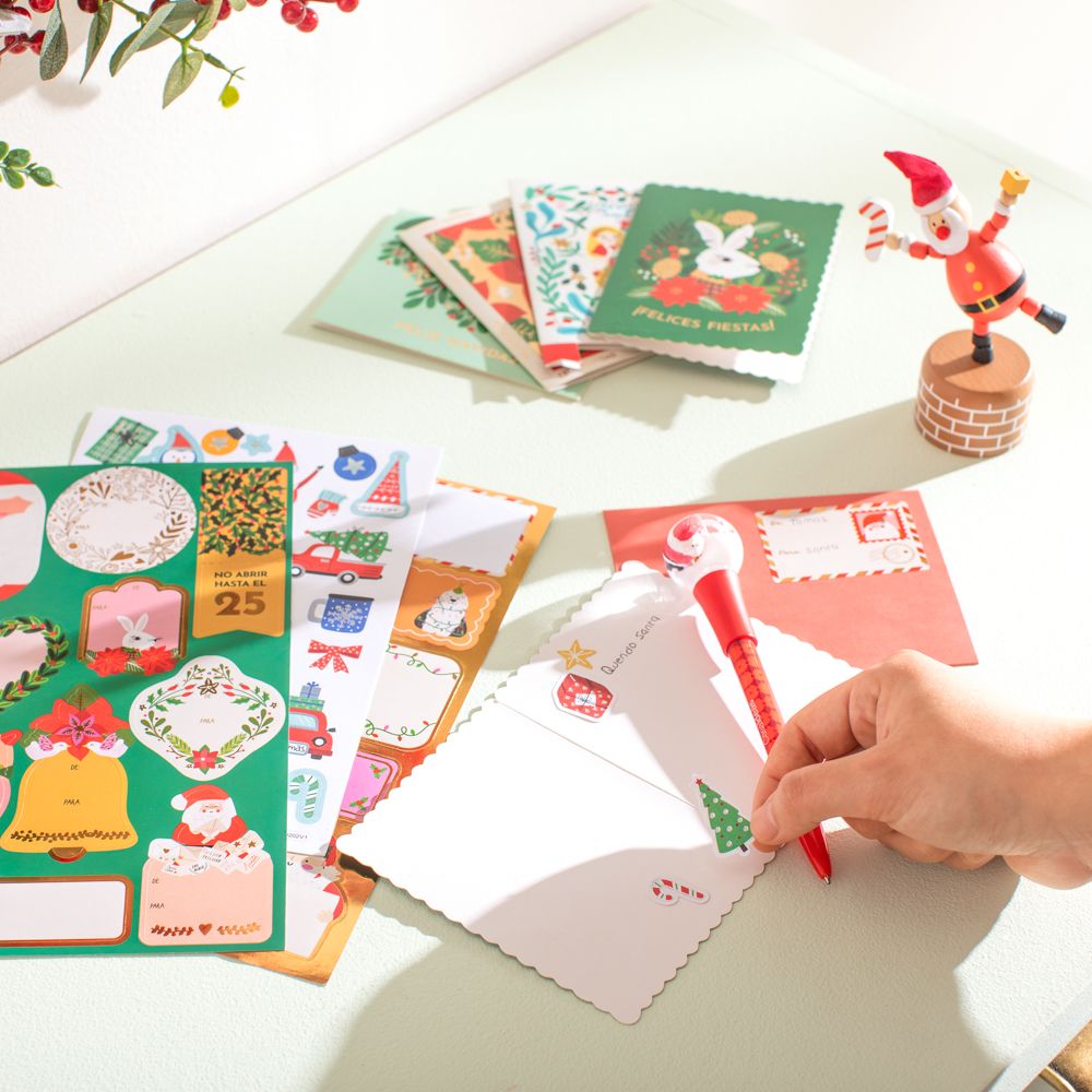 Set de 8 tarjetas y sobres navideños
