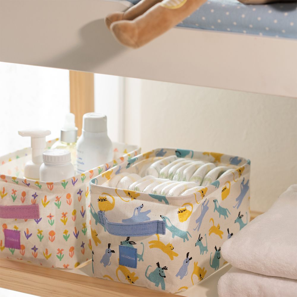 Organizador de algodón Blanco con Diseño de Animales 16x24x14 cm