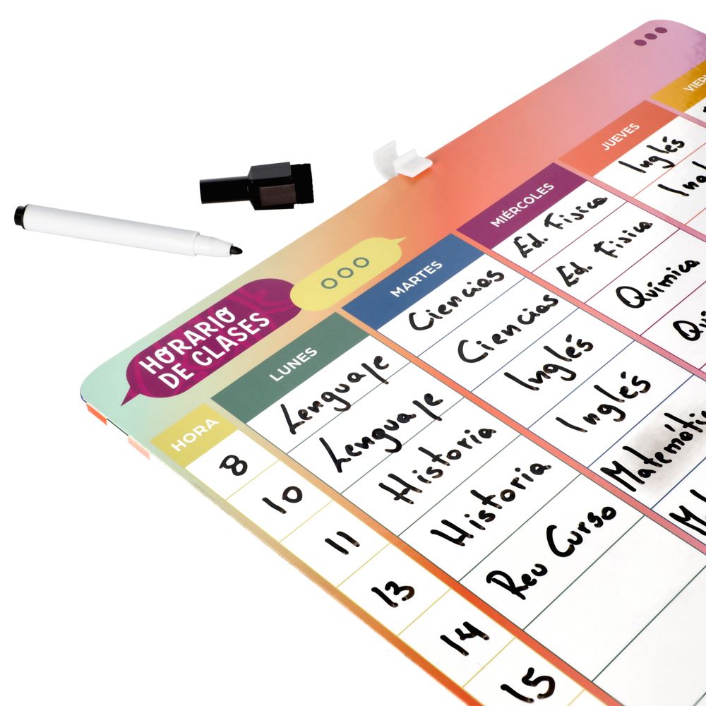 Pizarra con horario de clases 35x1x50 cm