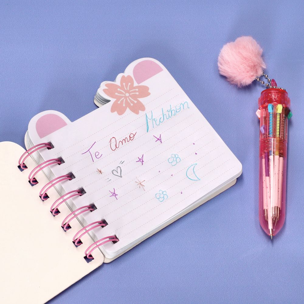 Set de mini libreta con lápiz de 10 colores
