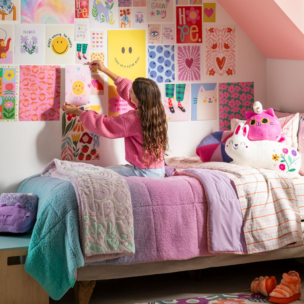 Edredón multicolor con borreguita Individual