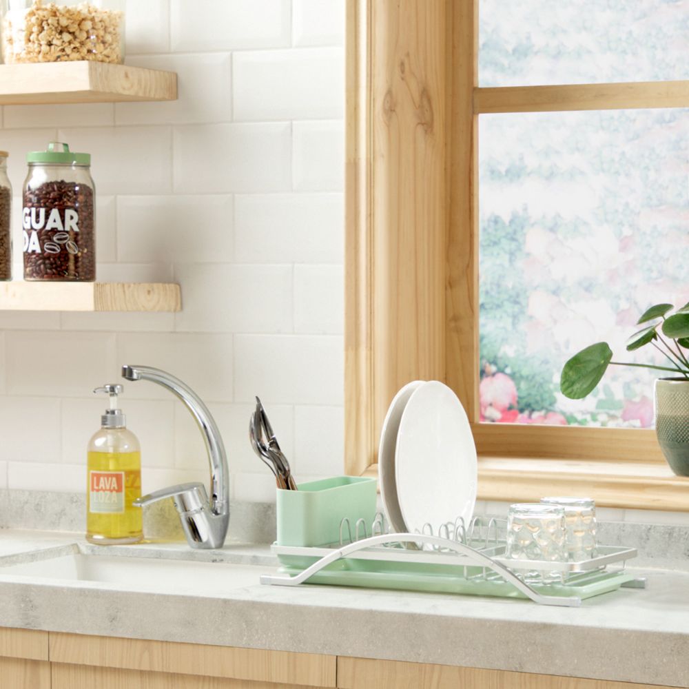 Escurridor Aluminio con Bandeja y Escurre Cubiertos