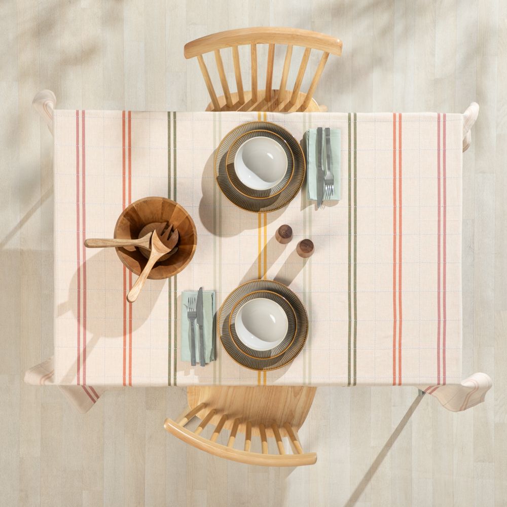 Mantel de algodón tejido con líneas 150x150 cm