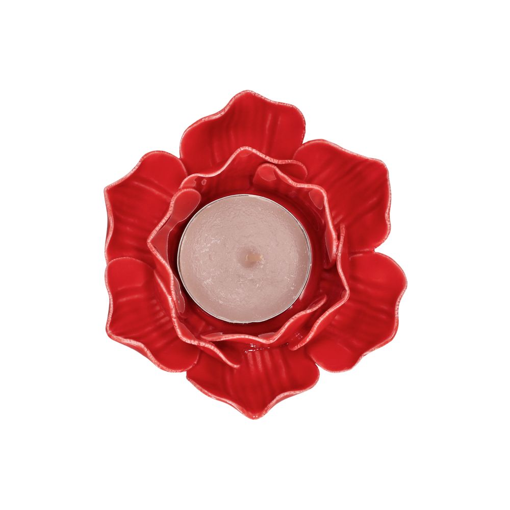 Portavela de cerámica con forma de flor 9.5x4 cm