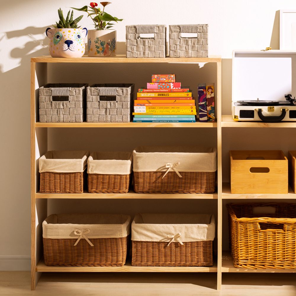 Canasto organizador de ratan 38x26x18 cm