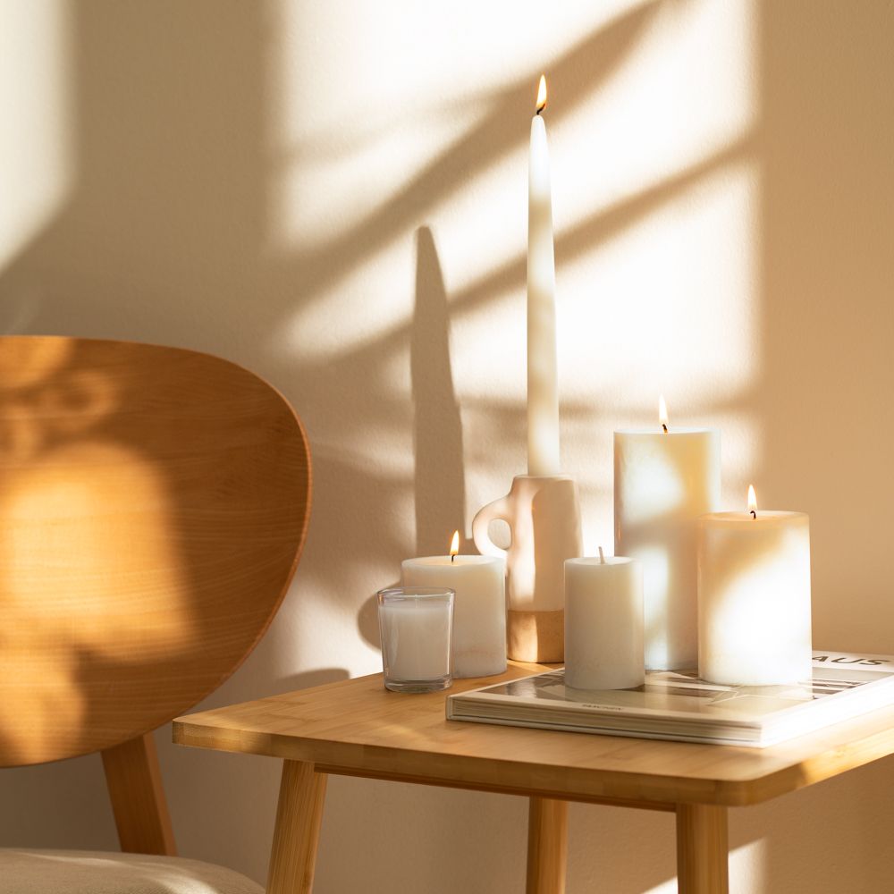 Vela Pilar Color Vainilla 7x10 cm