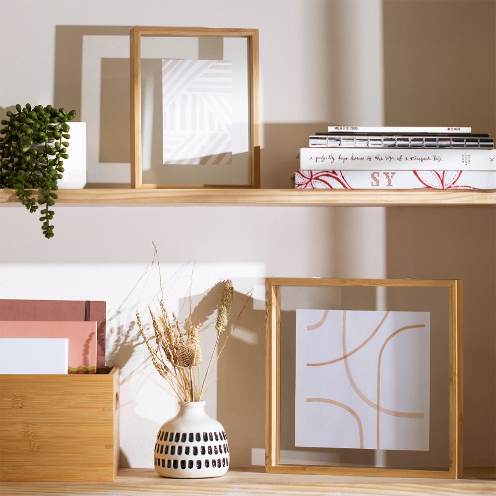 Portarretrato Bambú Doble Vidrio 18x4x18 cm