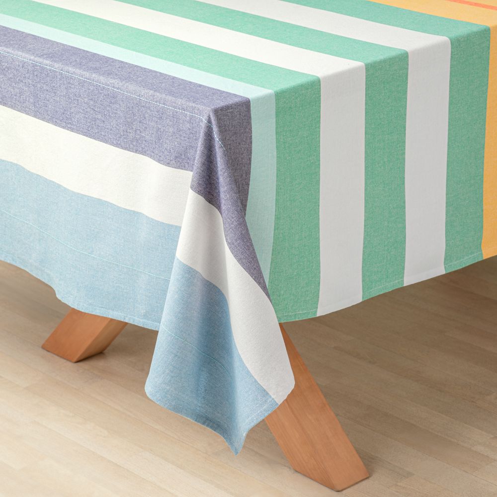 Mantel de algodón tejido con líneas 150x150 cm