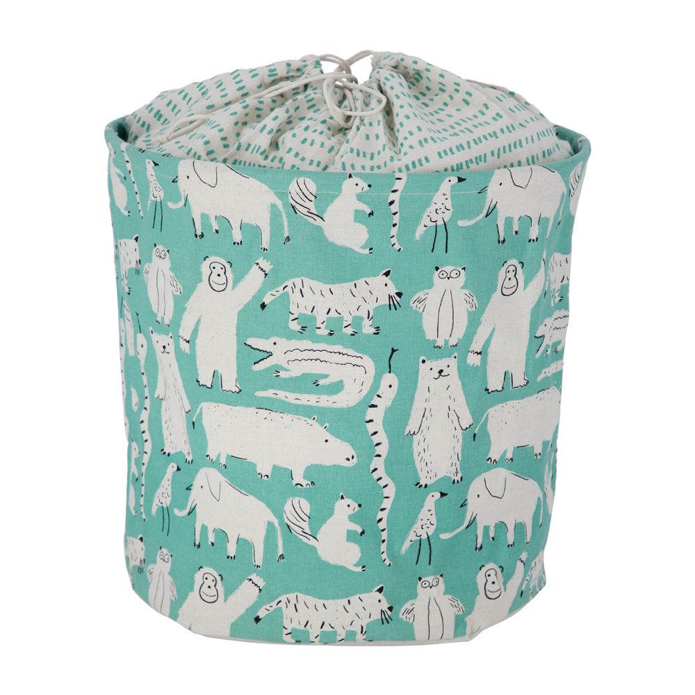 Saco Ropa Verde Diseño de Animales de la Selva 36x56 cm