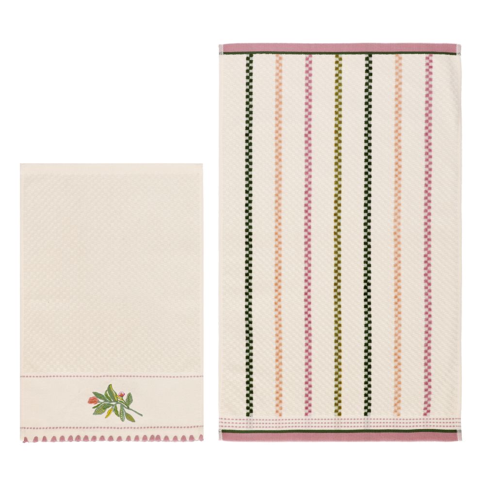 Set de 2 toallas de visita algodón bordado 400 g