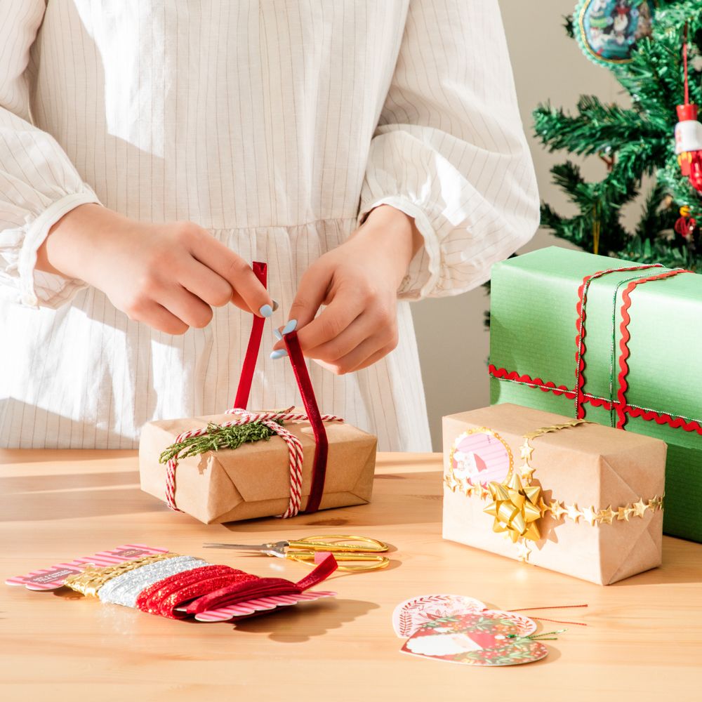 Set 4 cintas de tela con diseño navideño 4 m