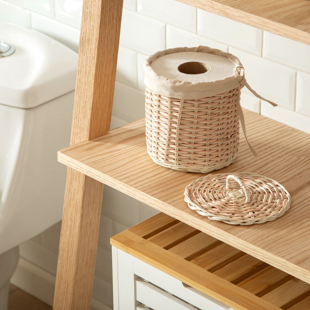 Canasto porta rollos de papel de ratán