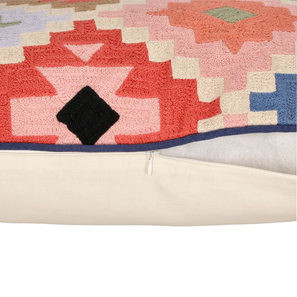 Cojín de algodón con bordado crewel 60x40 cm