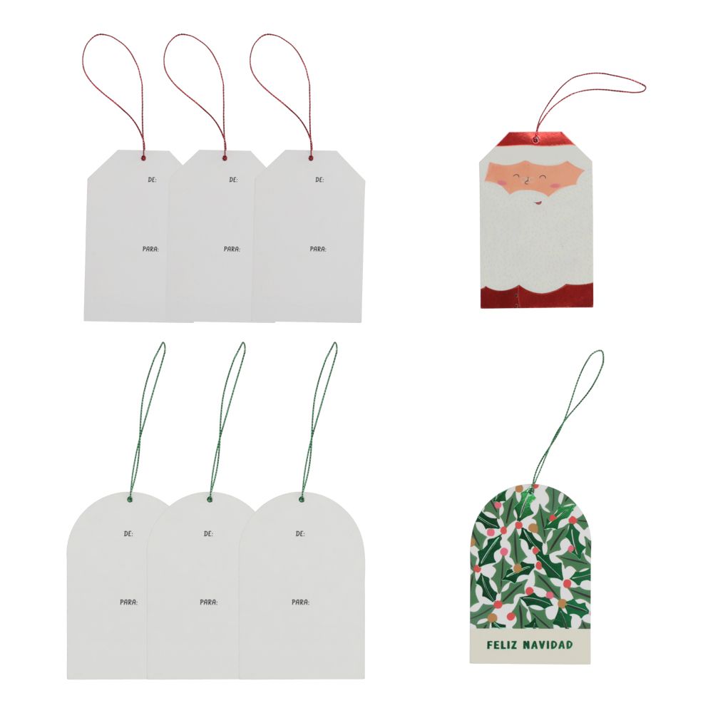 Set de 8 Tarjetas de Regalo Navideño 9x11 cm