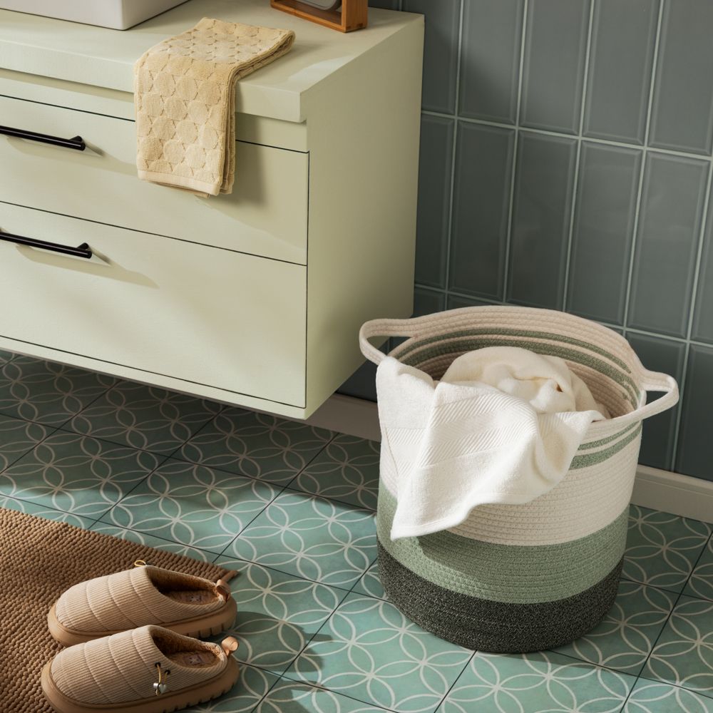 Canasta para ropa de algodón tejido diámetro 35x50 cm