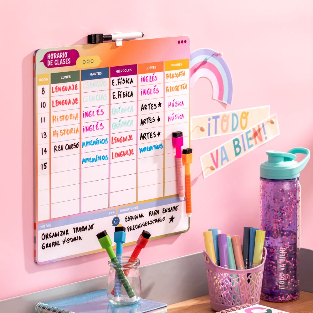 Pizarra con horario de clases 35x1x50 cm