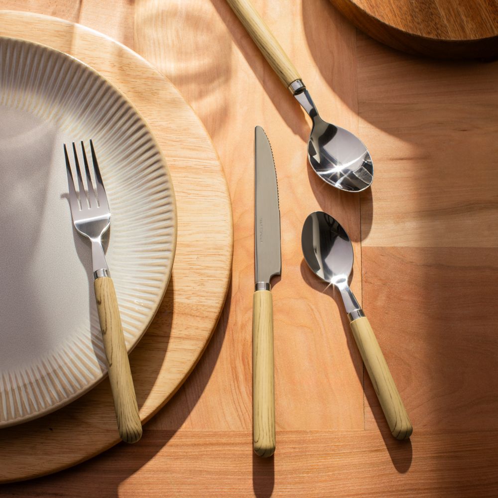 Set de cubiertos con base de color 24 piezas