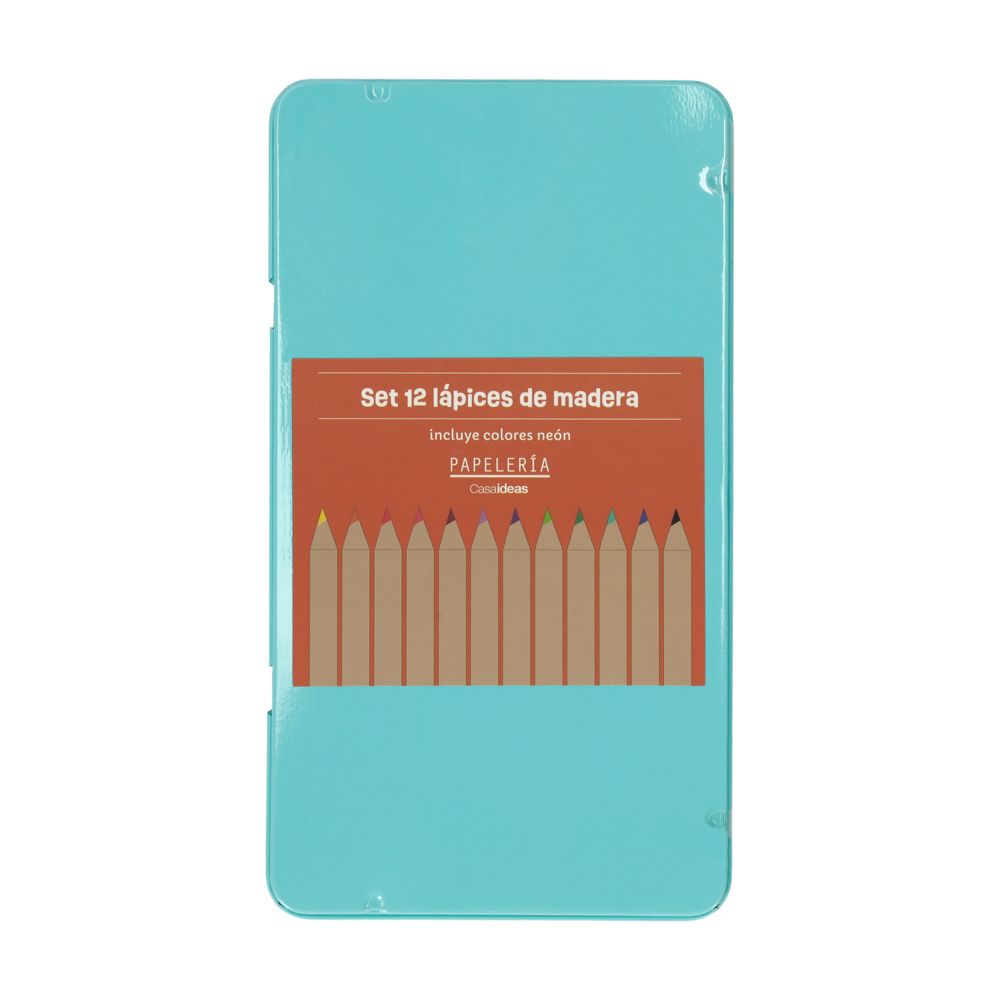 Set de 12 lápices de madera con colores neón