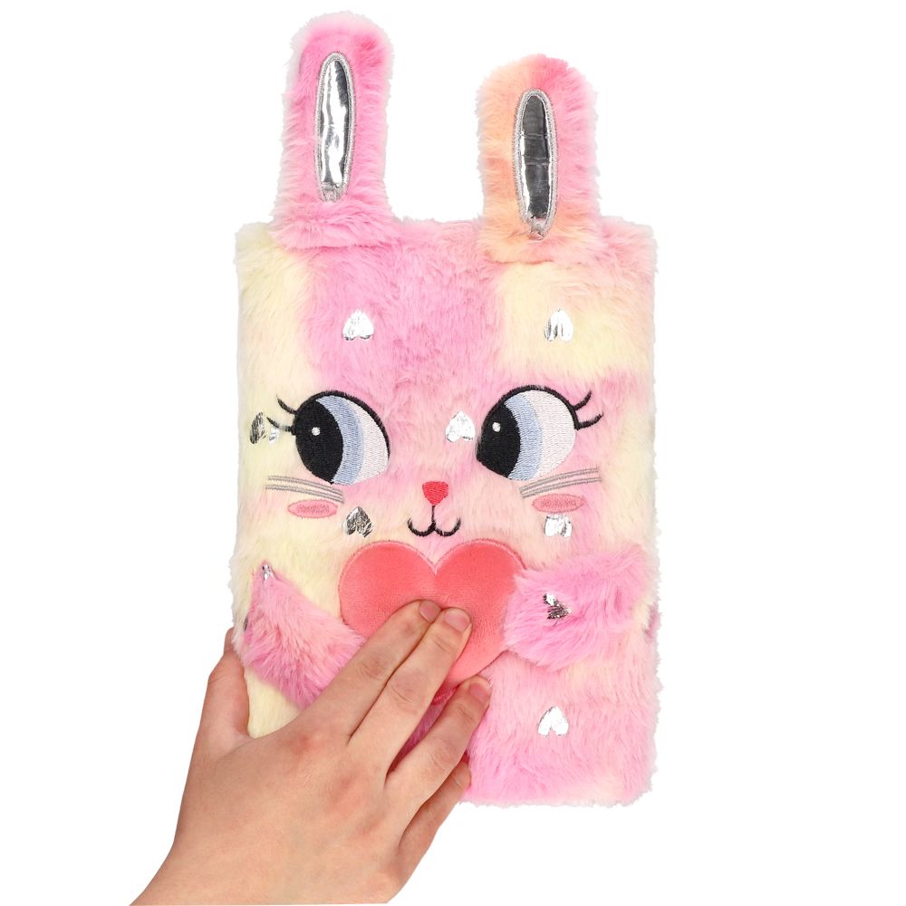 Libreta de peluche con orejas saltarinas