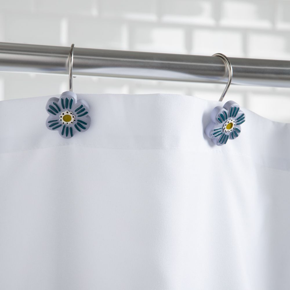 Set 12 ganchos de cortina baño con diseño
