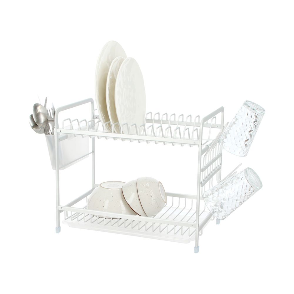 Escurridor 2 Niveles Aluminio Pequeño con Bandeja y Escurre Cubiertos