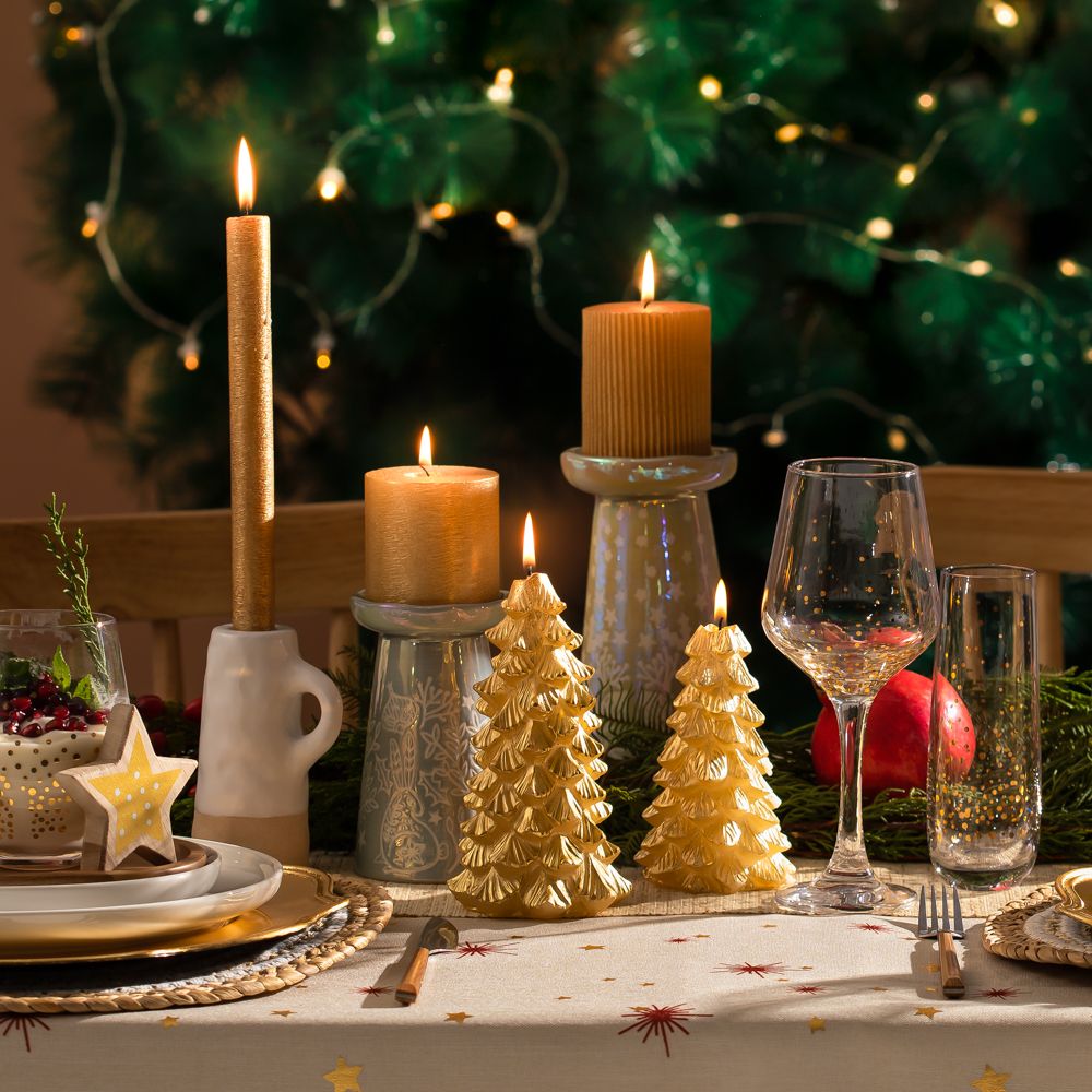 Vela Larga Dinner Metalizada Navidad 2.2x24.5 cm