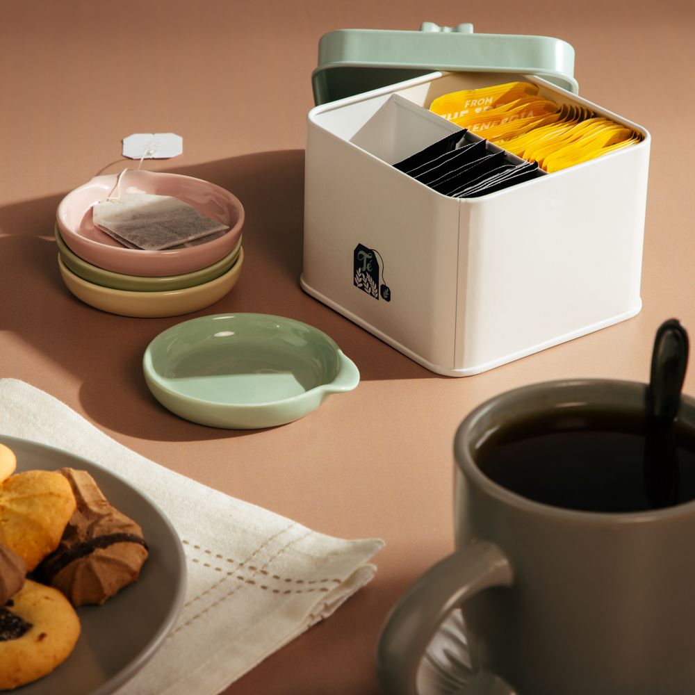 Set 4 de platitos de porcelana para té