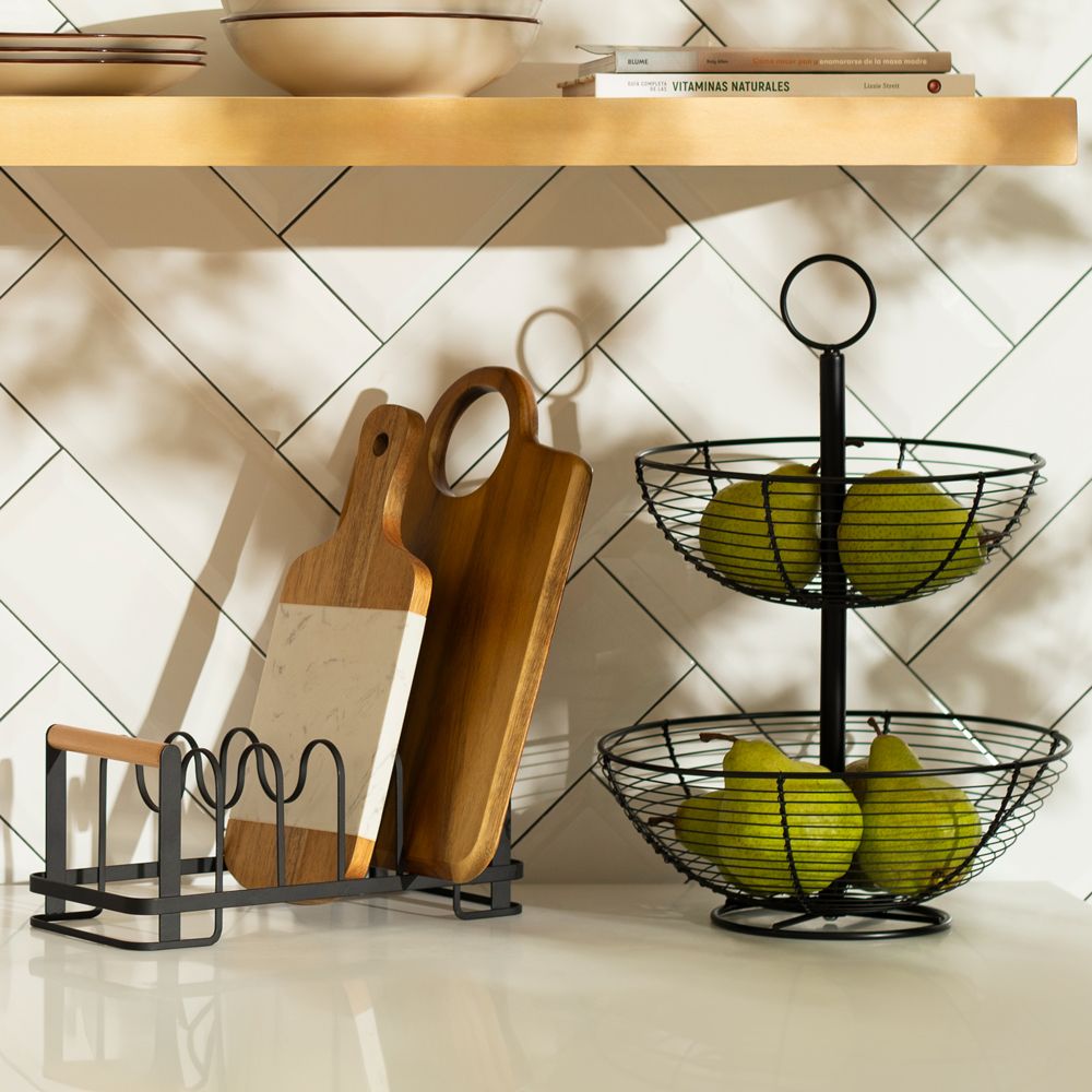 Organizador para tapas y tablas de metal y bambú