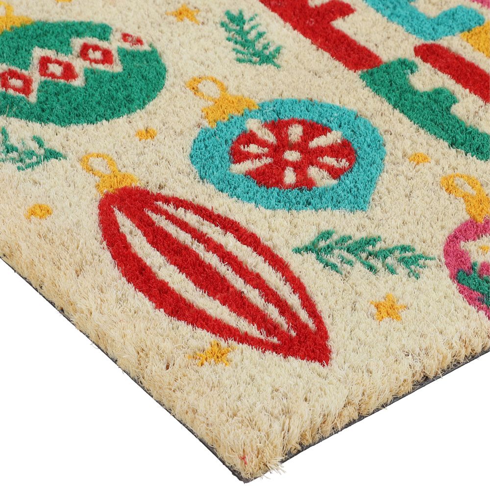 Tapete para puerta de fibra de coco navideño 68 x 32 cm