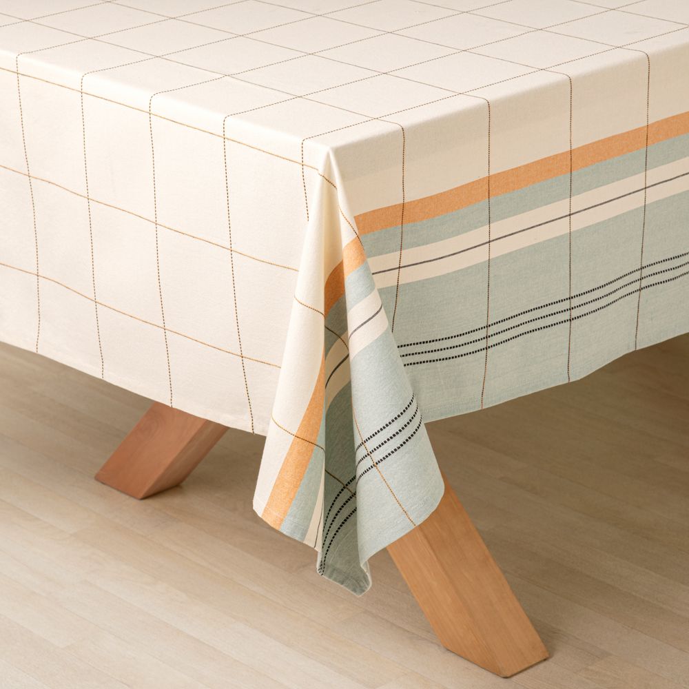 Mantel de algodón tejido con líneas 150x150 cm