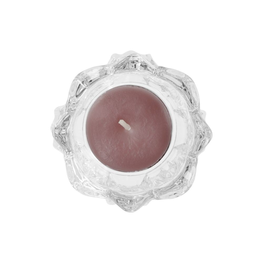 Portavela vidrio flor 6.6x5.5 cm