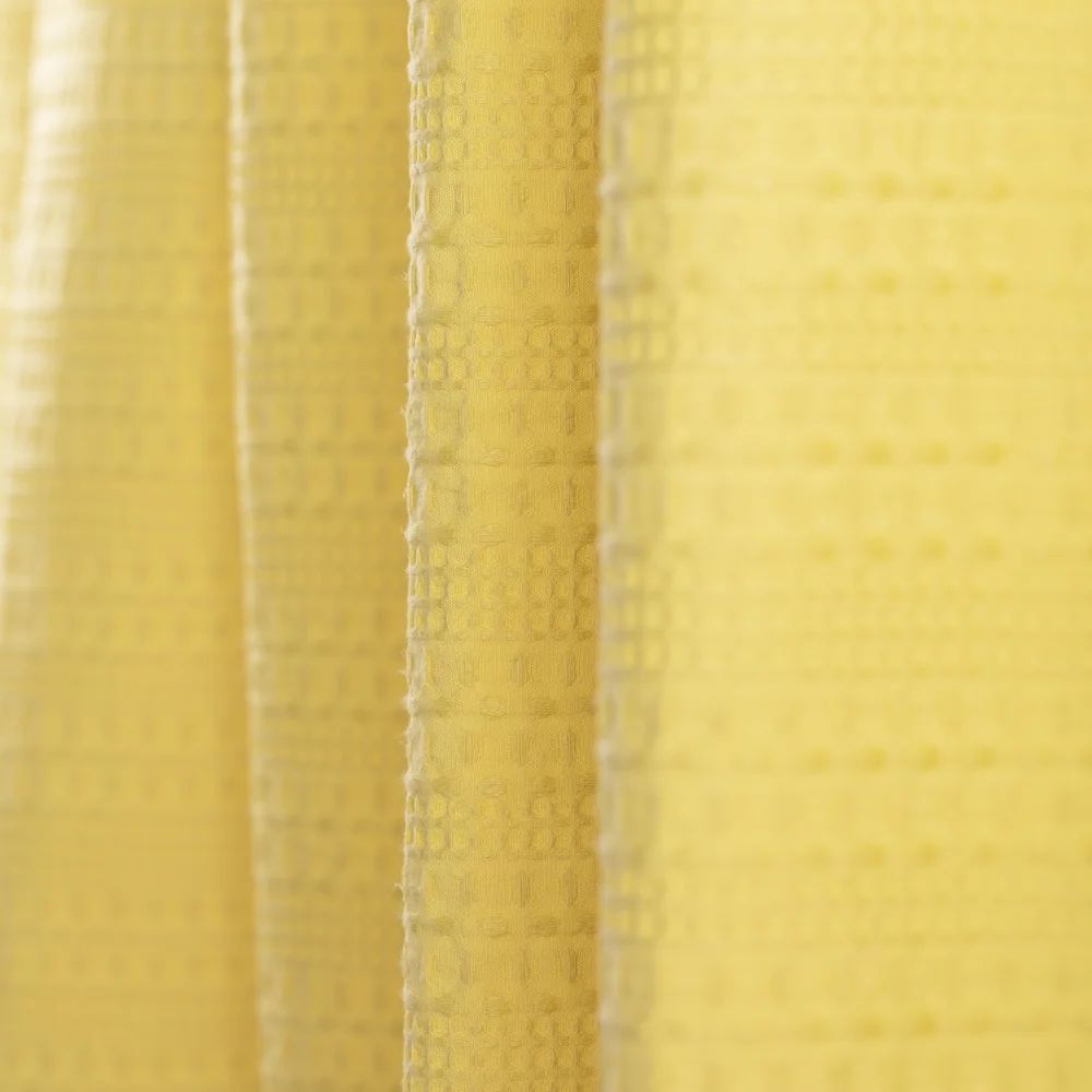 Cortina de Baño Amarilla de algodón con Tejido Waffle y Diseño de Hilado Teñido 180x190 cm