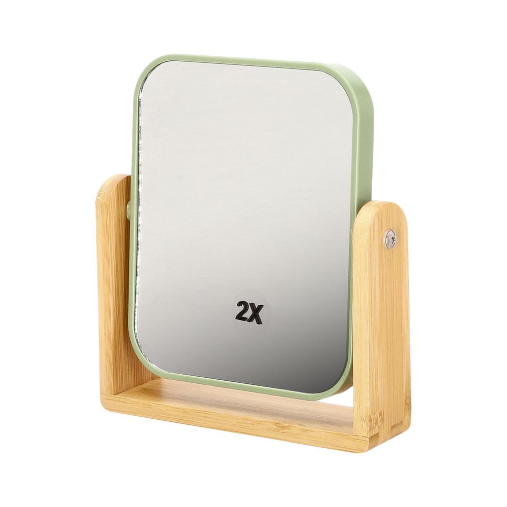 Espejo de mesa con base de bambú 18x4.5x21 cm
