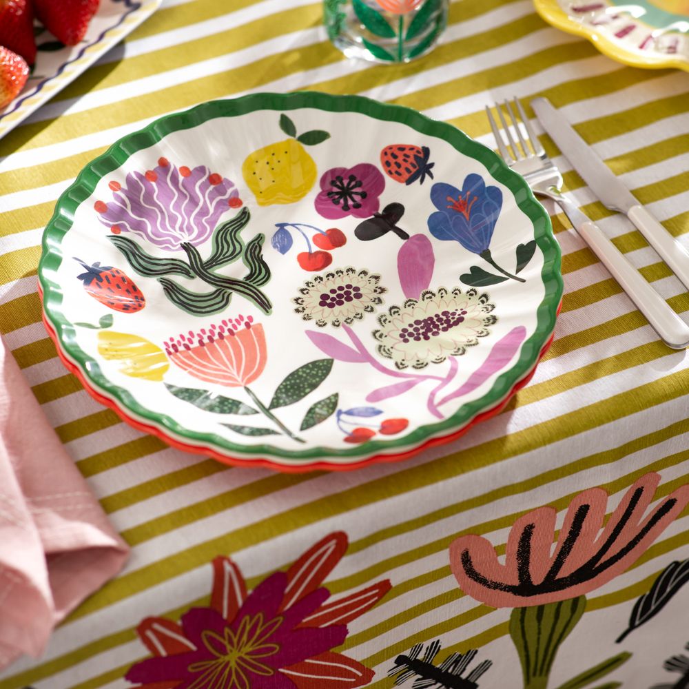 Plato de melamina con diseño y borde 27 cm