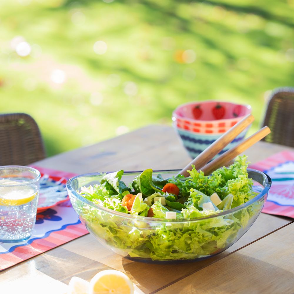 Ensaladera de acrílico transparente 32x25.4x12.2 cm