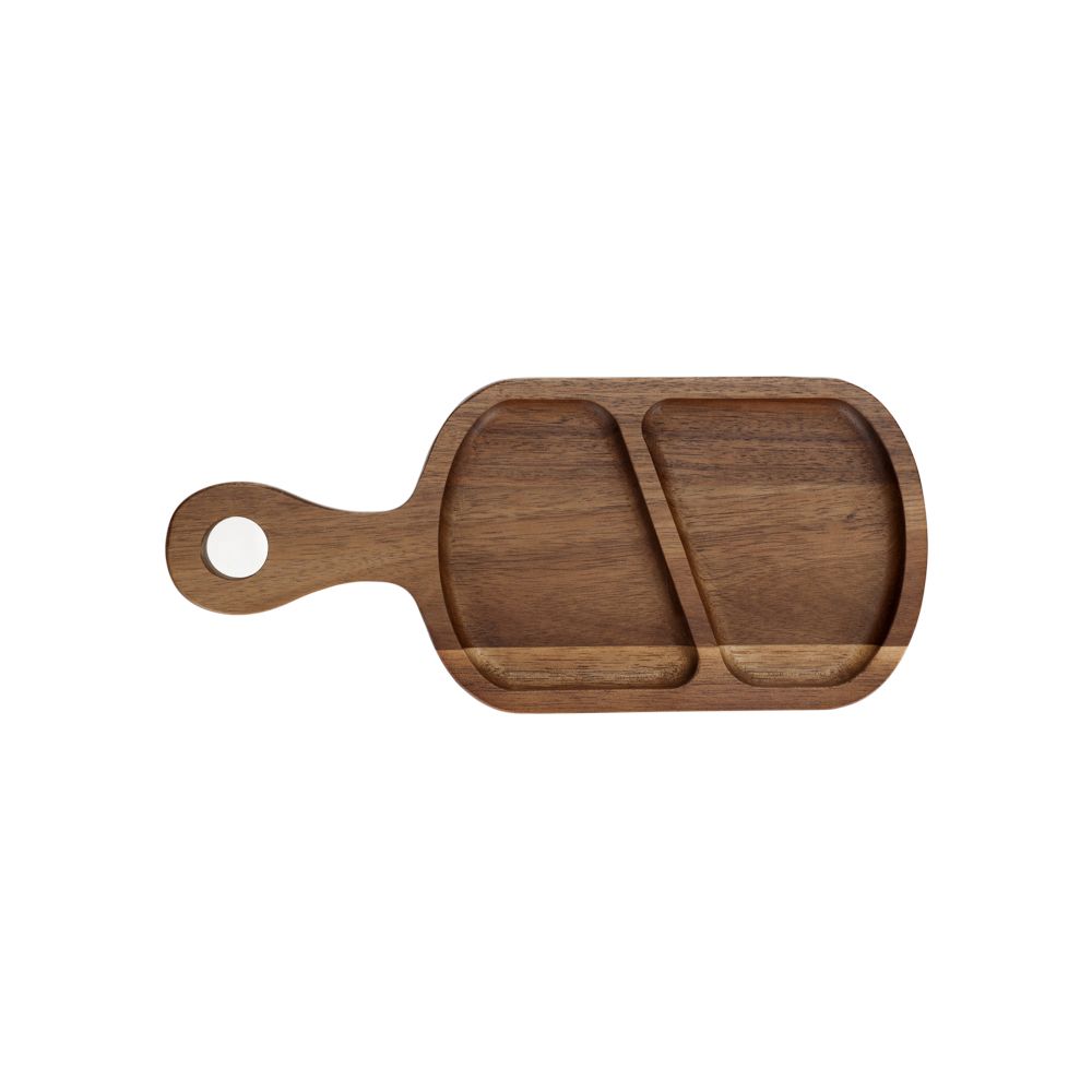 Plato largo de madera acacia con separaciones