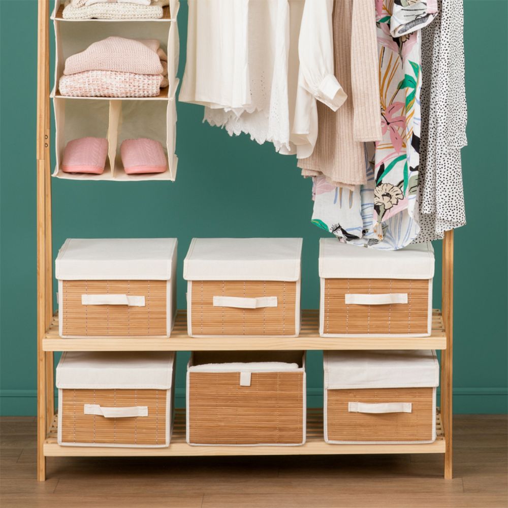 Caja Bambú - algodón con Tapa 28x36x19 cm